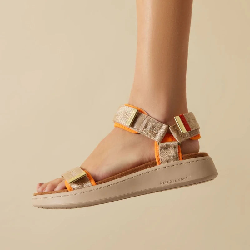 Woden Line Herritage Coffee Cream Sandal Dame Beige