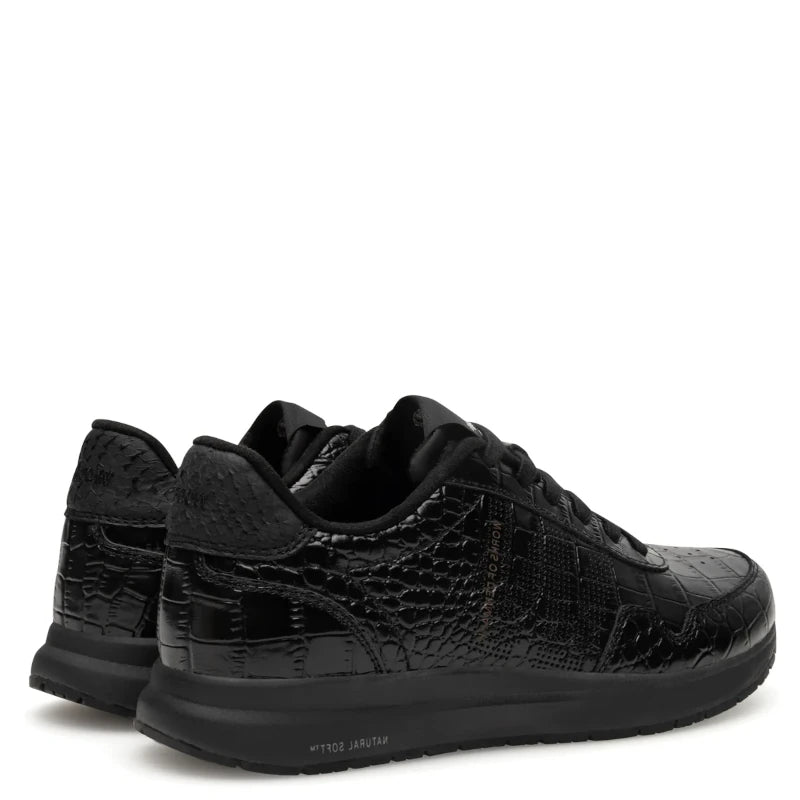 Woden Nora Natural soft croco sneaker dame sort