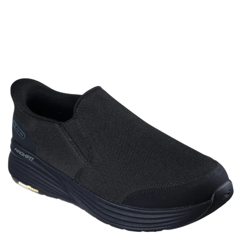 Skechers er en meget komfortabel, let og støttende walking‑sko uden snørebånd. Den har god svangstøtte, blød affjedring og robust ydersål, og den er ideel til daglig brug og længere gåture.