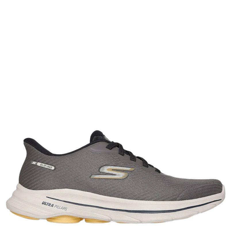 Skechers slip‑on herresneaker med støddæmpende mellemsål og komfortabel indlægssål, ideel til hverdagsbrug og gåture.