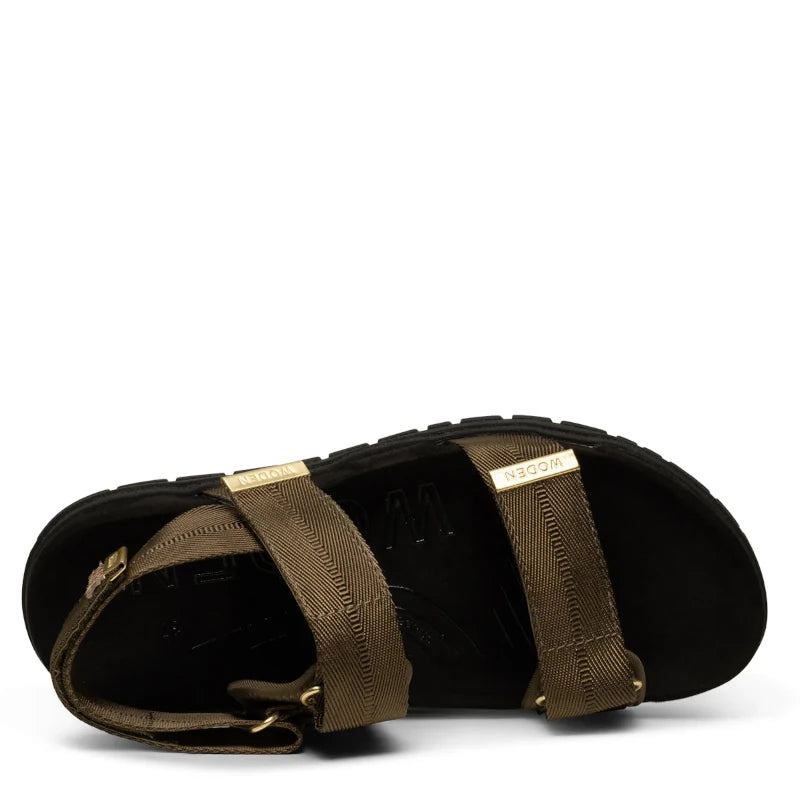 Woden Louisa Dark Olive dame sandal grøn
