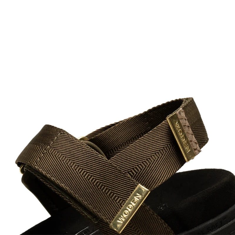 Woden Louisa Dark Olive dame sandal grøn