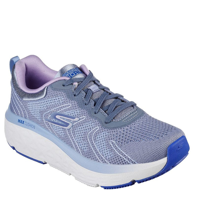 Løbesko i blå og lavendel med ULTRA GO® mellemsål, Air-Cooled Goga Mat® indersål og Goodyear® ydersål – lette, åndbare og komfortable til hverdag og træning.