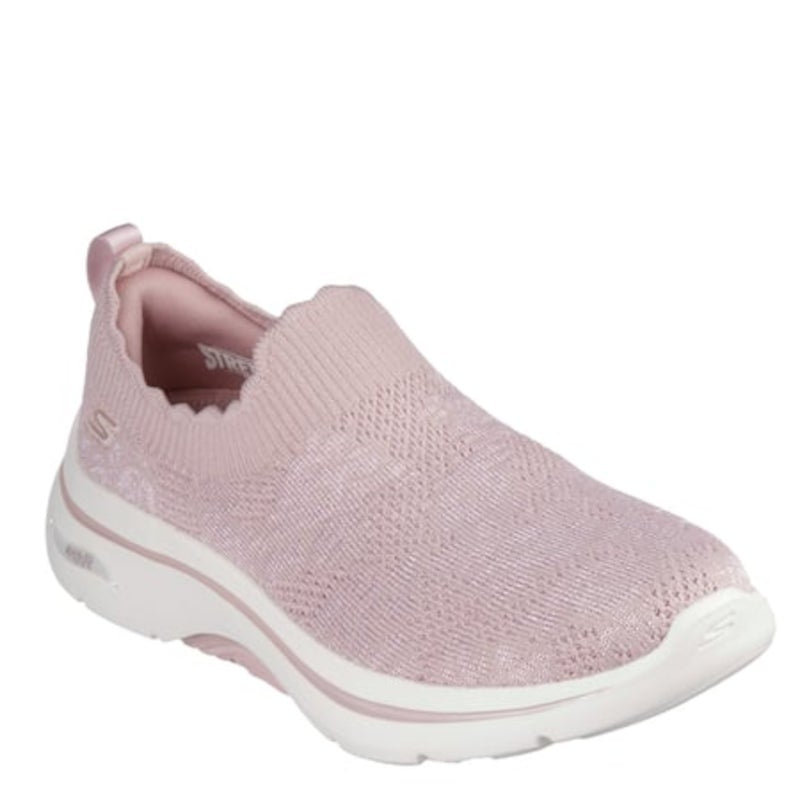Slip-on sneakers i mauve med blomsterstrikket overdel, Arch Fit® indersål og komfortabel ULTRA GO® mellemsål – stilfulde og lette til hverdagsbrug