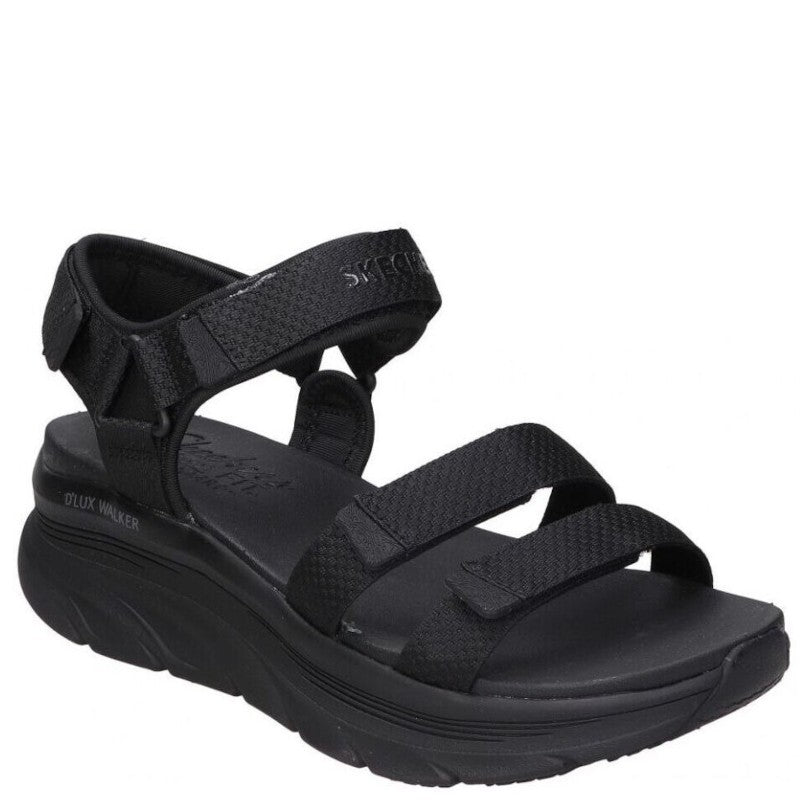 skechers sandal til dame i sort, sandalen har velcro remme. en fodseng i lækkert foam. en sandal der er trendy og med en suværen komfort