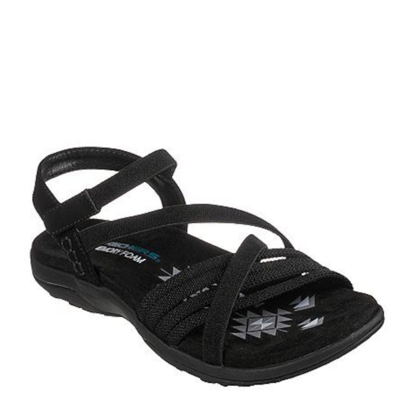 Skechers sandal i sort til dame, sandalen er med stropper samt en justerbar ankelrem. sandalen har en fodseng i merory foam, designet til aktivitet og med en super komfort.