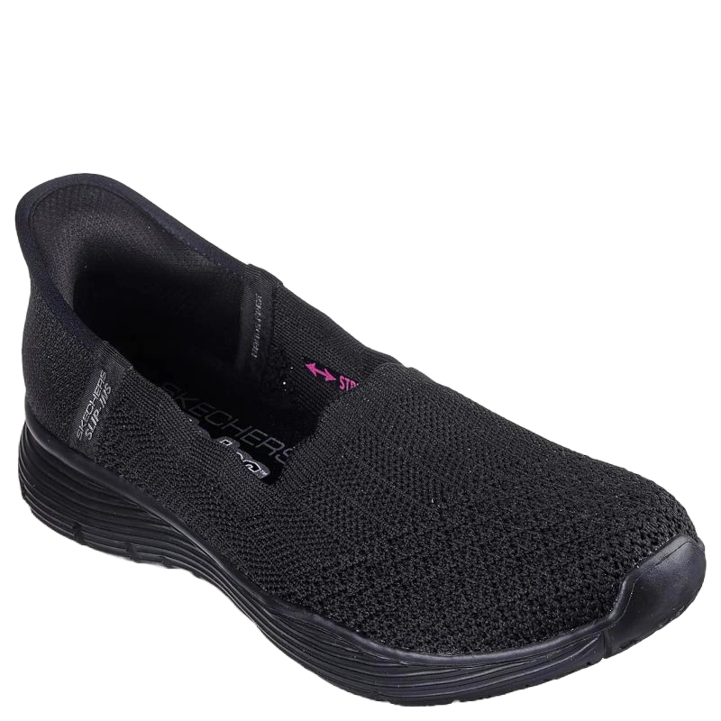 skechers slip-ins balerina/sneakers i sort. en god, let samt fleksibel sko.
Skoen er med elastik kant.