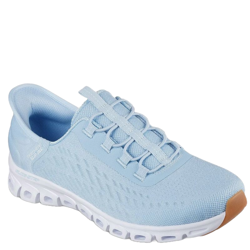 skechers slip-ins sneakers i en trendy lys blå farve, med elastik snørre.
skoen er med memory foam indersål, skoen er en yderst fleksibel sko at bevæge sig i.