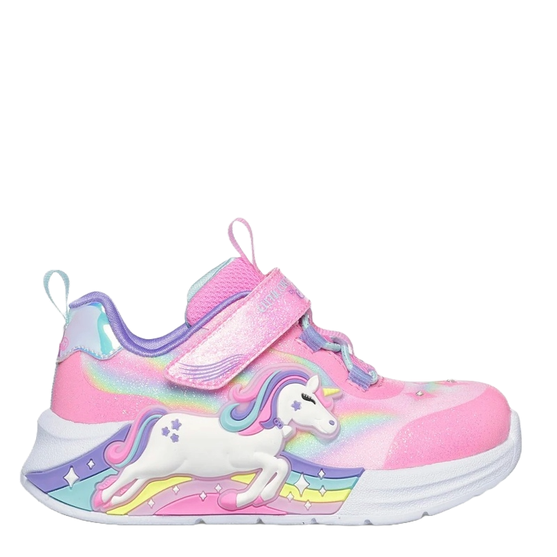 skechers sneakers til børn med blinke effekt.
skoen er med velcro lukning, samt elastik snørre.
en super fleksibel og smart sko til aktive børn.