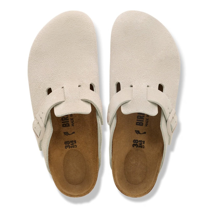 Birkenstock Boston Suede Leather Oyster Smutter Dame Herre Beige