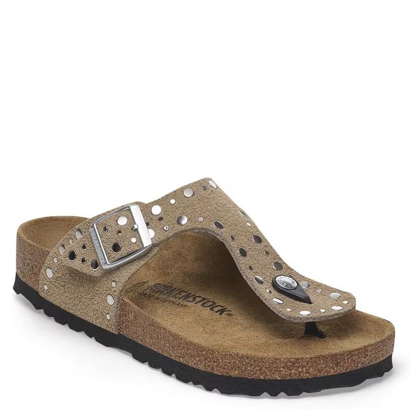 TAUPE SUEDE LEATHER GIZEH RIVET