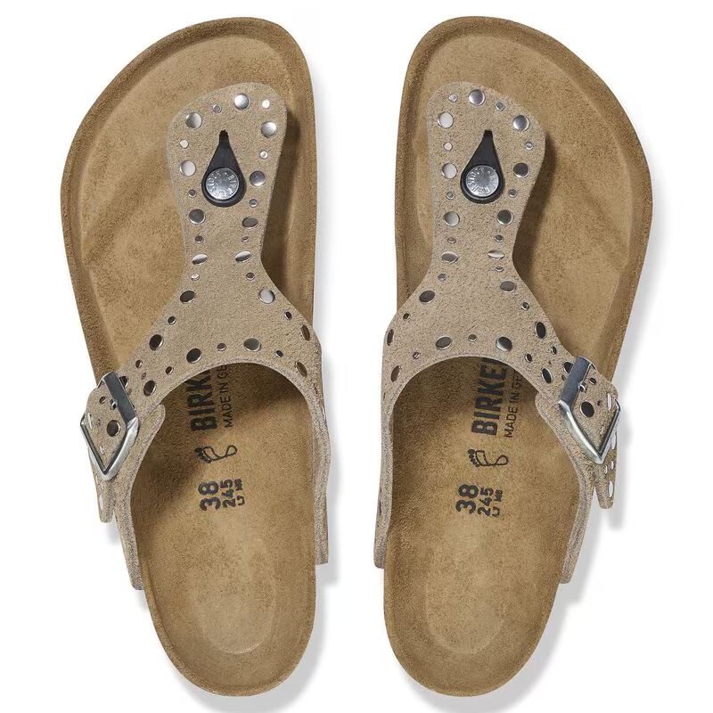 TAUPE SUEDE LEATHER GIZEH RIVET