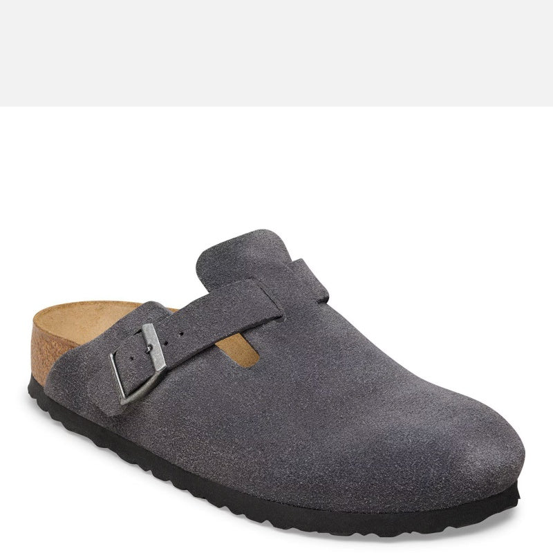 Birkestock Boston Suede Charcoal Smutter Herre Dame Grå (Smal)