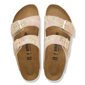 Birkenstock Arizona Rivet Logo Suede Leather Sandcastle Flower Print Sandal Smutter Dame  Blomster
