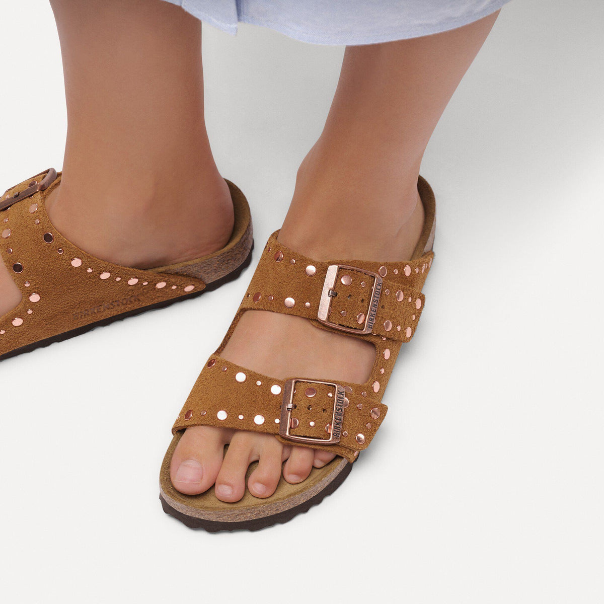 Birkenstock arizona Rivet Suede Leather Mink Sandal Smutter Dame Brun