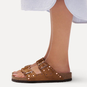 Birkenstock arizona Rivet Suede Leather Mink Sandal Smutter Dame Brun