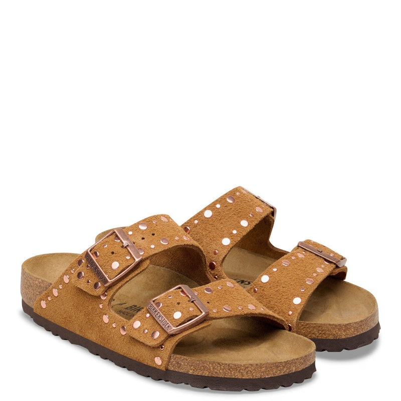 Birkenstock arizona Rivet Suede Leather Mink Sandal Smutter Dame Brun