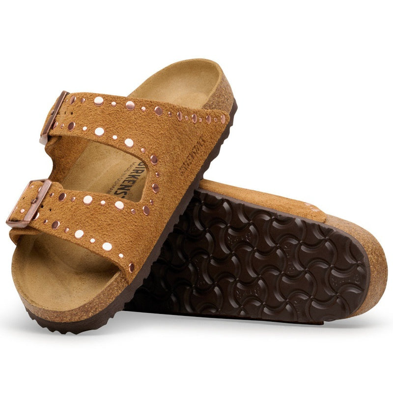 Birkenstock arizona Rivet Suede Leather Mink Sandal Smutter Dame Brun