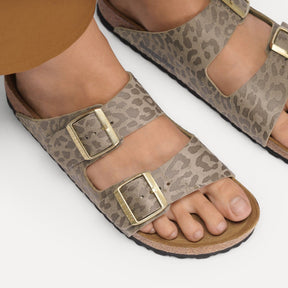 Birkenstock Arizona SYN Leo Grey Taupe Smutter Dame Grå (Smal)