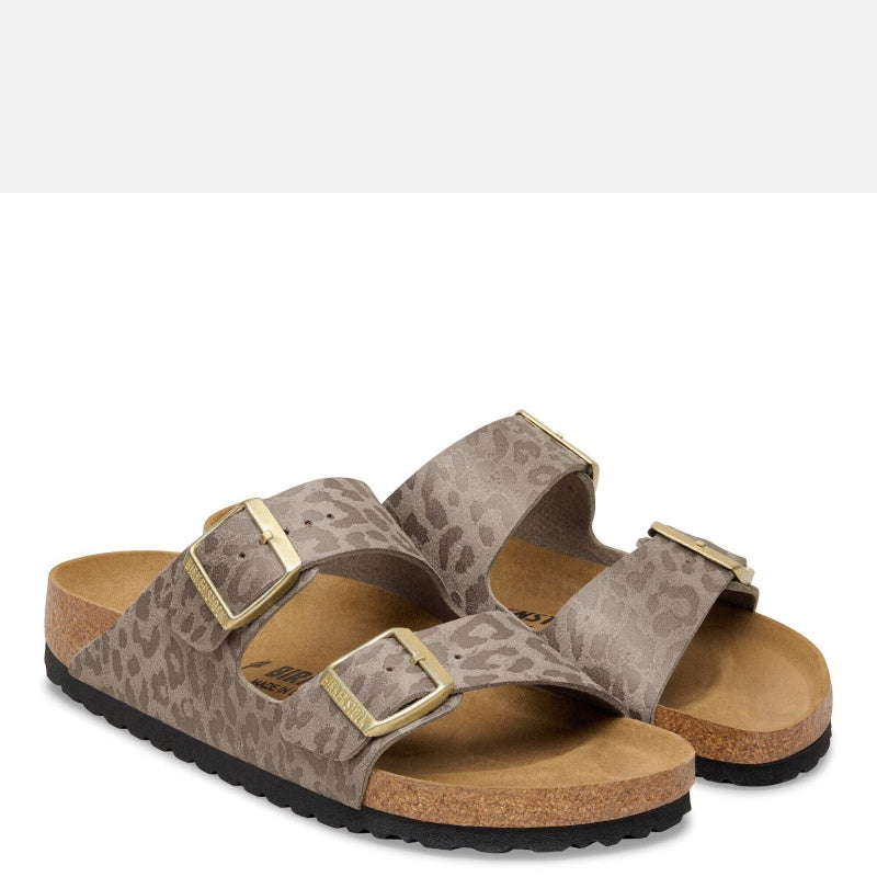 Birkenstock Arizona SYN Leo Grey Taupe Smutter Dame Grå (Smal)