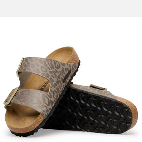 Birkenstock Arizona SYN Leo Grey Taupe Smutter Dame Grå (Smal)