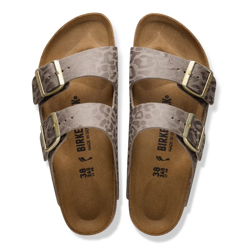 Birkenstock Arizona SYN Leo Grey Taupe Smutter Dame Grå (Smal)