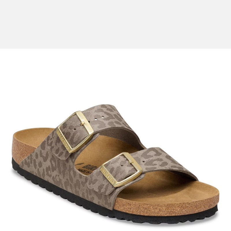 Birkenstock Arizona SYN Leo Grey Taupe Smutter Dame Grå (Smal)