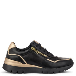 Green Comfort Firenze Fiola Sneaker Dame Sort Guld