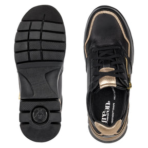 Green Comfort Firenze Fiola Sneaker Dame Sort Guld
