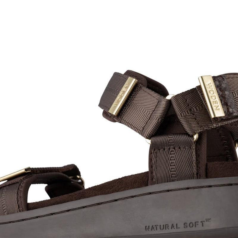 Woden Line Chocolate Sandal Dame Brun