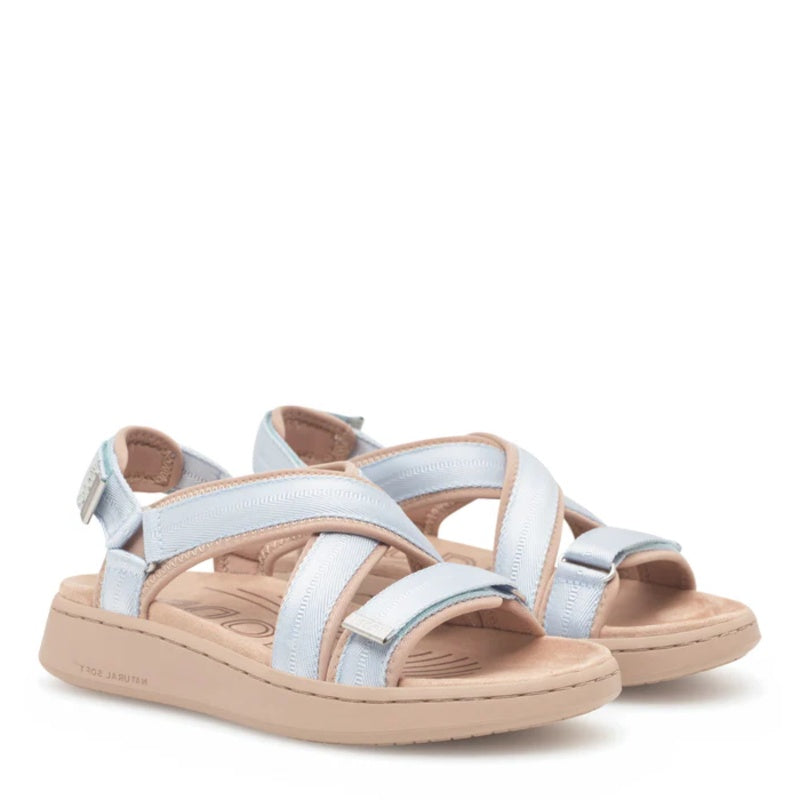 Woden Line Cross Moonstone Sandal Dame Blå