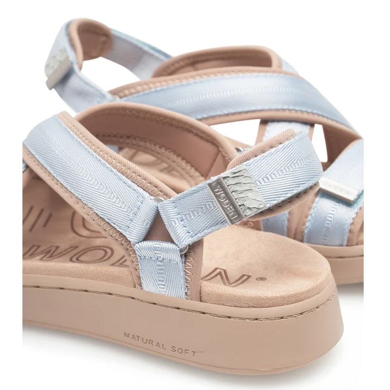 Woden Line Cross Moonstone Sandal Dame Blå