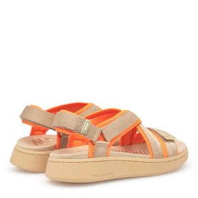 Woden Line Cross Coffee Cream Sandal Dame Beige Orange