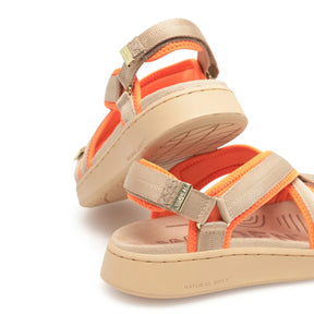 Woden Line Cross Coffee Cream Sandal Dame Beige Orange