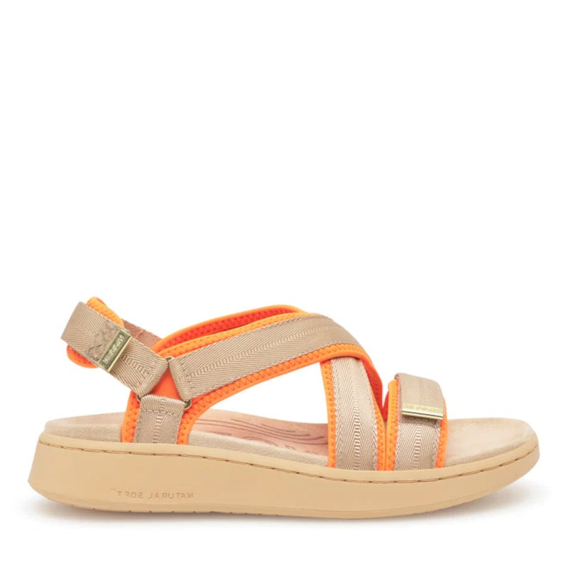 Woden Line Cross Coffee Cream Sandal Dame Beige Orange