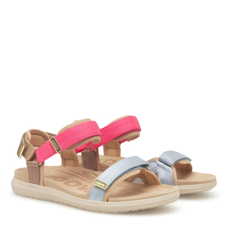 Woden Line Lite Raspberry Multi Sandal Dame Blå Pink