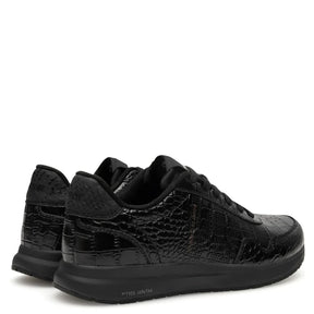 Woden Nora Natural soft croco sneaker dame sort