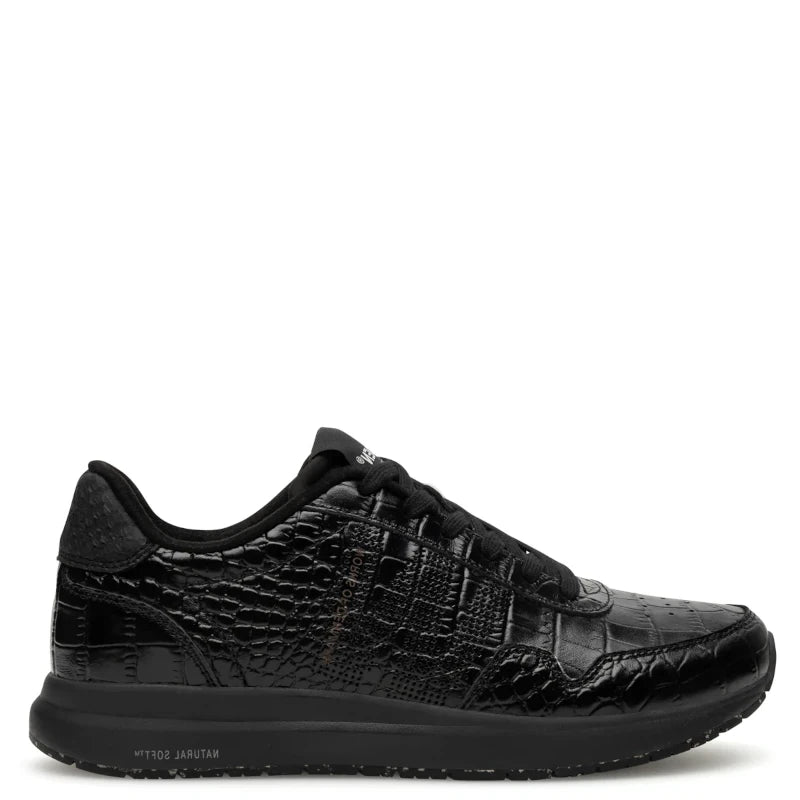 Woden Nora Natural soft croco sneaker dame sort