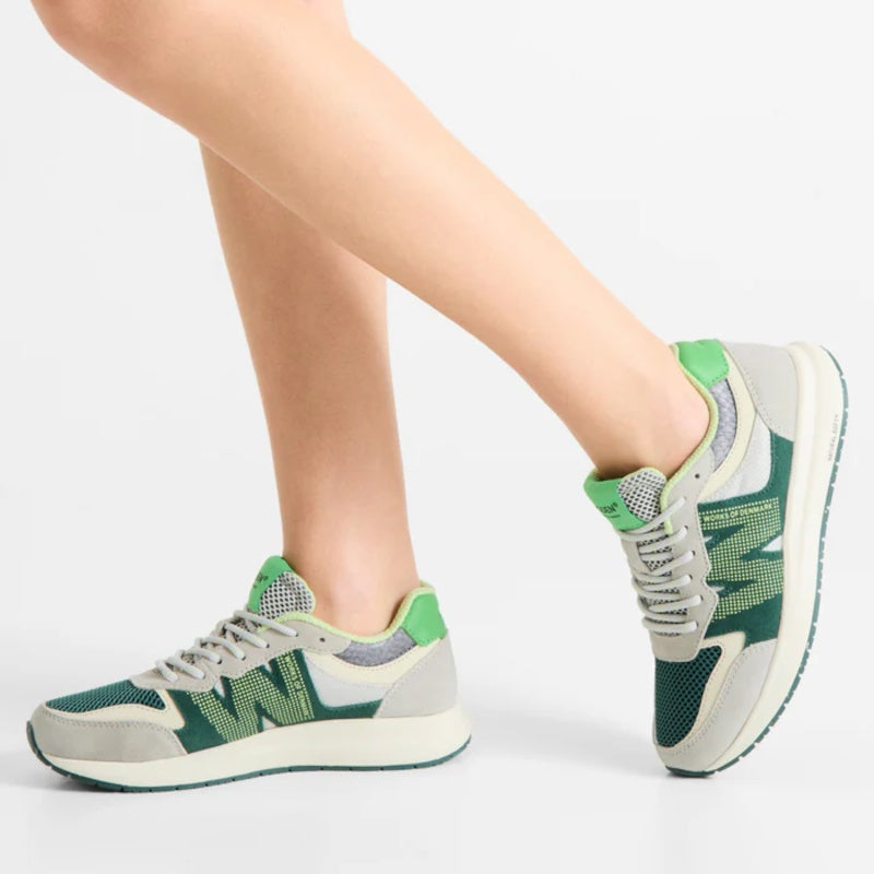Woden Rigmor Open Mesh Apple Green Multi Sneaker Dame Grøn Grå