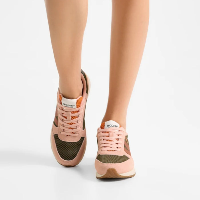 Woden Ronja Icon Dark Olive Multi Sneaker Dame Lyserød