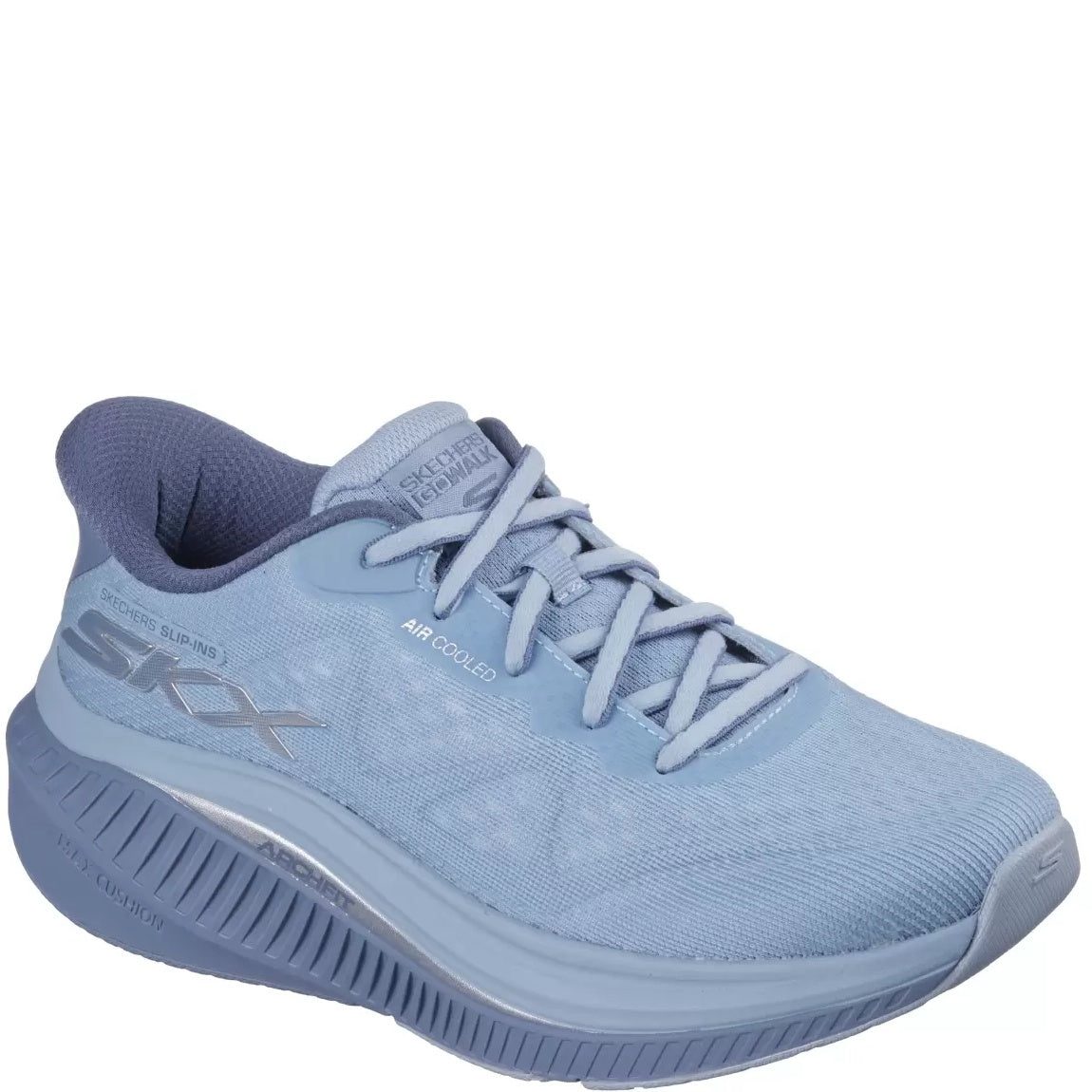 Skechers er en let, komfortabel slip‑on sneaker til kvinder med god svangstøtte, blød indersål og fleksibel ydersål, perfekt til gåture og hverdagsbrug.