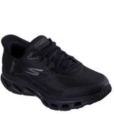 Skechers er en sort slip-on sneaker til kvinder med åndbart mesh, blød Goga Mat™-innersål og Glide-Step®-mellemsål for komfort og fleksibilitet. Den er let, hands-free og velegnet til hverdagsbrug og gåture.