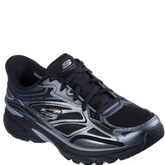 Skechers Slip‑ins sneakers i sort er en komfortabel slip‑ins sko med åndbar mesh‑overdel, Air‑Cooled Memory Foam® indersål og fleksibel ydersål, der giver godt greb og støtte til hverdagsbrug.