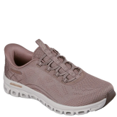 Skechers Slip-ins® Glide-Step® Elevate Amaze i varm brun – en moderne, vegansk slip-in med sporty meshdesign, elastiske snørebånd, Air-Cooled Memory Foam® komfort og stødabsorberende Glide-Step® mellemsål.
