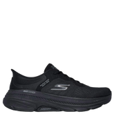 Sort slip-on løbesko med snørebånd og åndbar mesh-overdel. Hands-Free Slip-ins® design med synlig polstring ved hælen og hvid Goodyear®-sål for maksimal komfort og støtte.