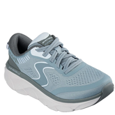 Skechers 150007GRBL er en let og komfortabel damesneaker i farven gråblå. Den er designet til gåture og hverdagsbrug med følgende funktioner