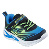 Skechers en let og komfortabel børnesneaker med åndbar mesh-overdel, stræklisser og velcrorem for nem pasform. Har lys i sålen, som kan tændes og slukkes, og en stødabsorberende mellemsål for god komfort til leg og hverdag.