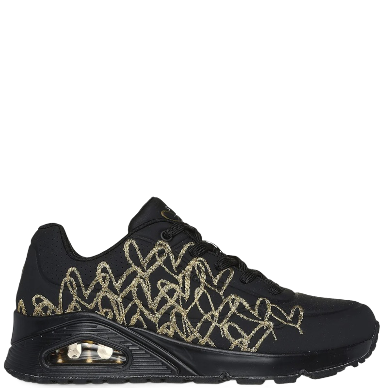 Skechers Uno Golden Hearts Sneakers Dame Sort