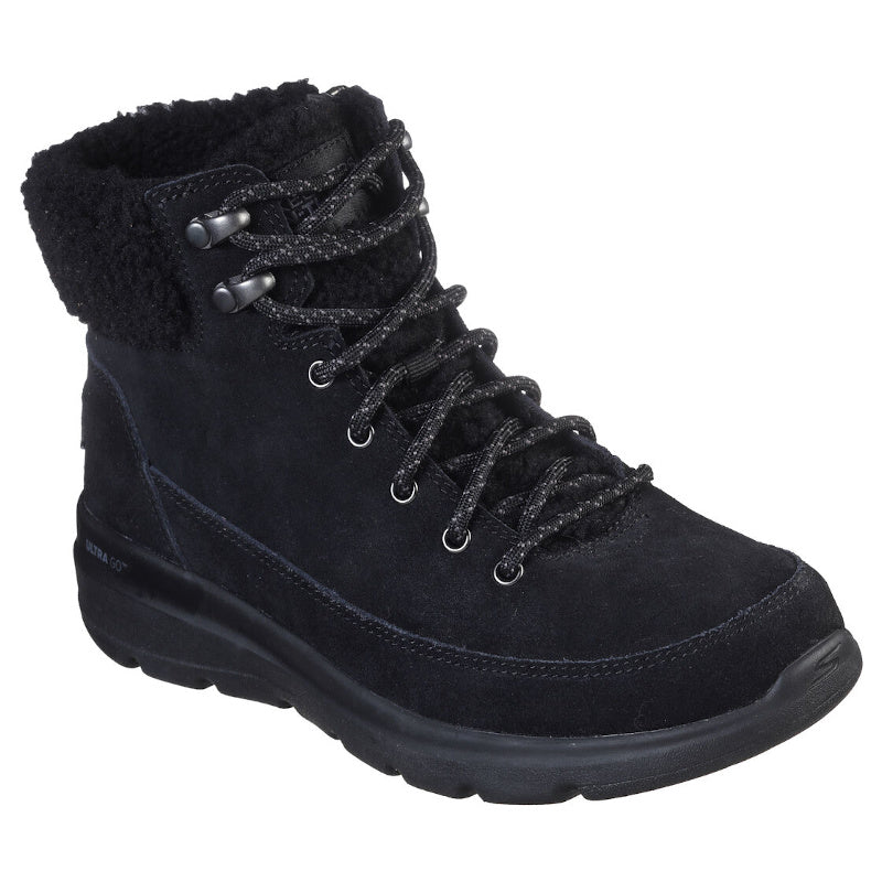 Skechers On the GO Glacial Ultra - Woodlands: Moderne ankelstøvle i blødt ruskind med snørebånd, varmt foer og robust ydersål, ideel til kolde dage.