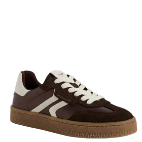 SMART DAME SNAKERS FRA TAMARIS, I ET SMART LOOK, MED SNØRRE, FARVEN ER BRUN/OFF W OG MED EN GUMMI BUND.
